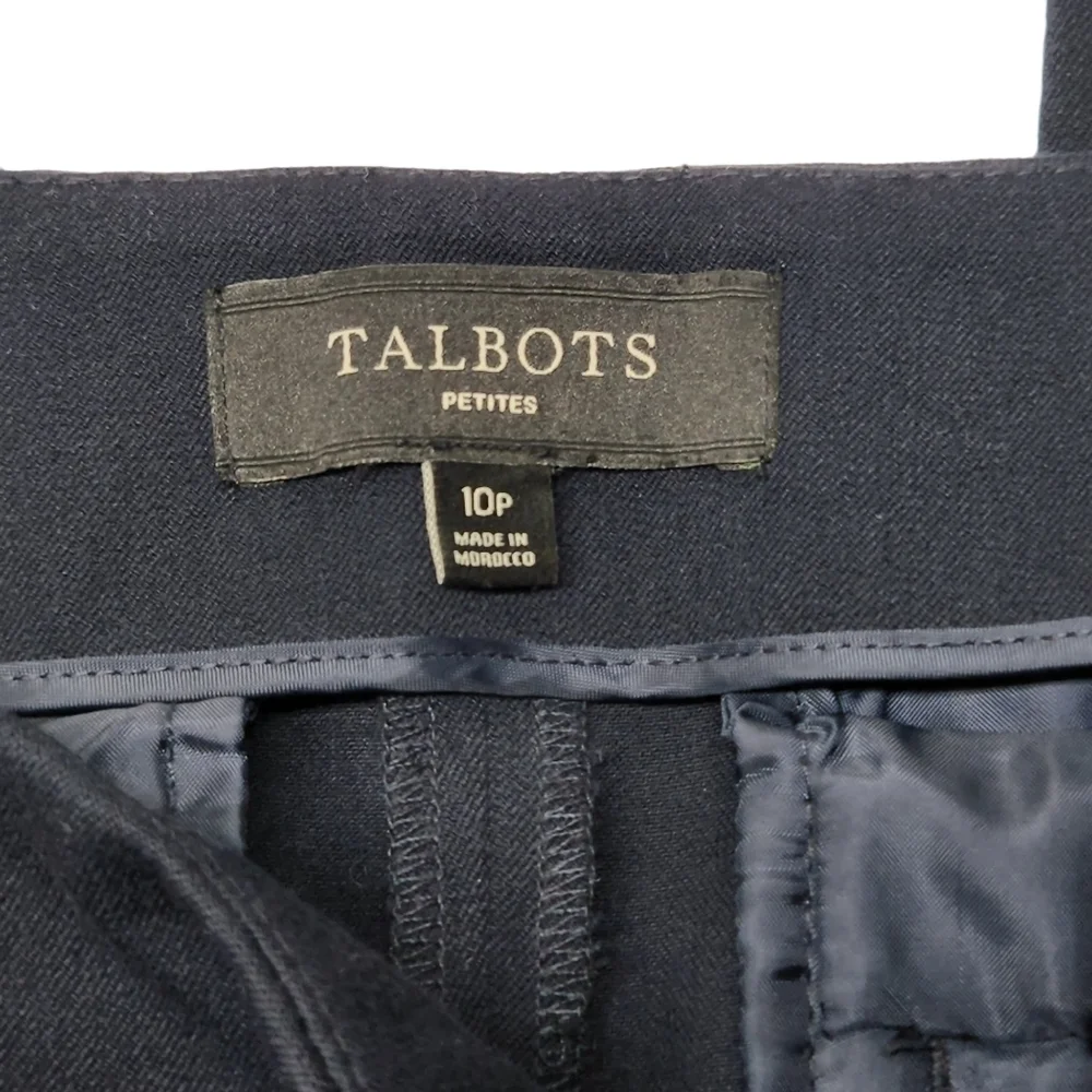 Talbots Pants Straight Leg High Waist Navy Blue, Size 10 Petite - Picture 10 of 14